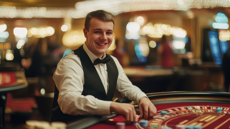 Antarmuka permainan meja live dealer di aplikasi mobile quarkplay